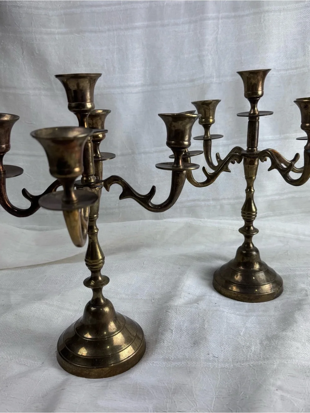 Pair of Vintage Brass 5-Arm Candelabra Candle Holders Circa 1994  Hosley Int’l
